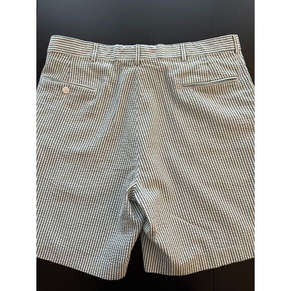 BERLE Mens Seersucker Bermuda Shorts Size 36 Green Striped Heritage Preppy - Picture 3 of 8
